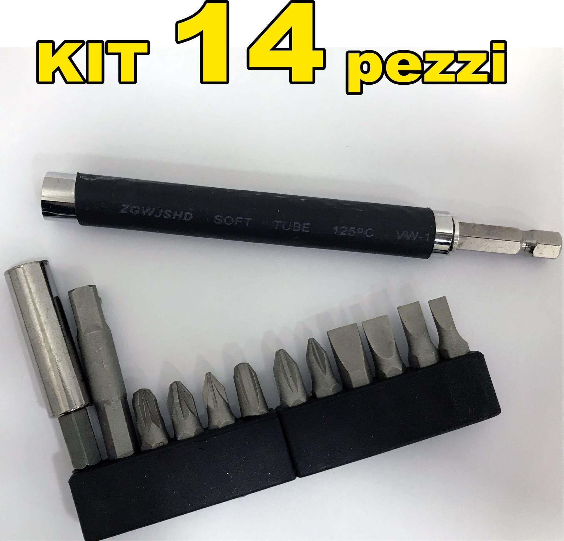 KIT SET 14 IN 1 CACCIAVITE CON PUNTE INSERTI INTERCAMBIABILI 14 PZ BRICOLAGE - 4