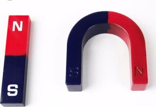 KIT CALAMITE MAGNETE DIDATTICO A FORMA DI U E LINEARE N S 42MM + 50MM ROSSO BLU