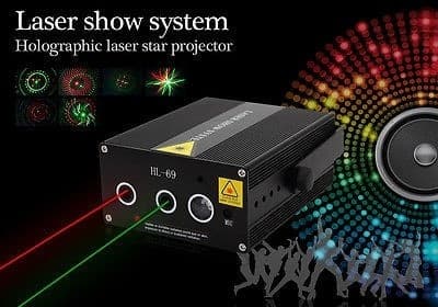 PROIETTORE MINI DOPPIO LASER EFFETTO LUCI PER DISCO DISCOTECA LUCE ROSSA VERDE - 5