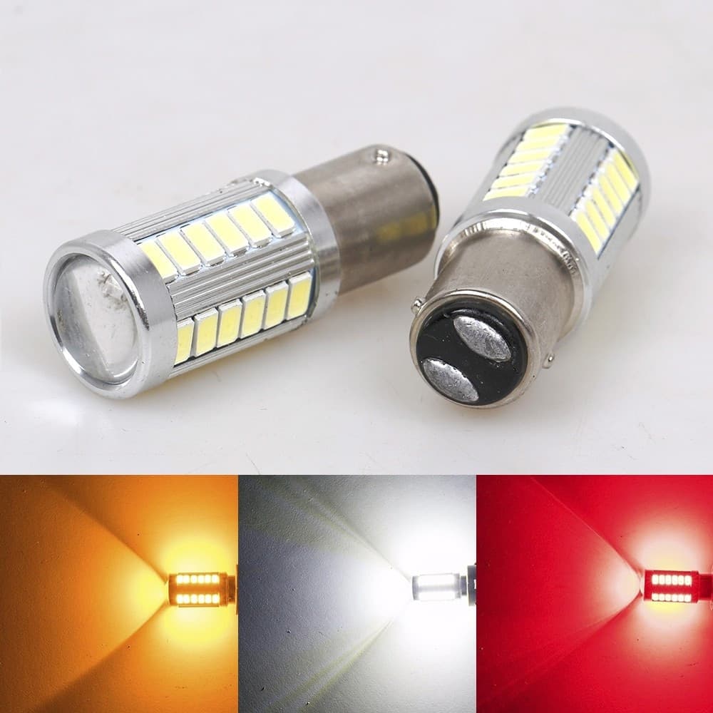 2 LAMPADINE LUCE POSIZIONE LUCI POSTERIORI STOP BAY15D 33 LED SMD 12 - 24 VOLT - 2