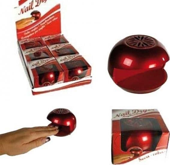 ASCIUGA UNGHIE SMALTO DA VIAGGIO PORTATILE CON VENTOLINA COLORE ROSSO 10 X 7 CM - 2
