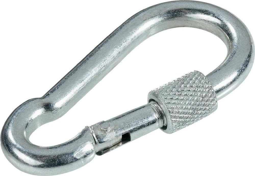 MOSCHETTONE CON CHIUSURA ACCIAIO AGGANCIO DI SICUREZZA CON GHIERA A VITE 100 mm