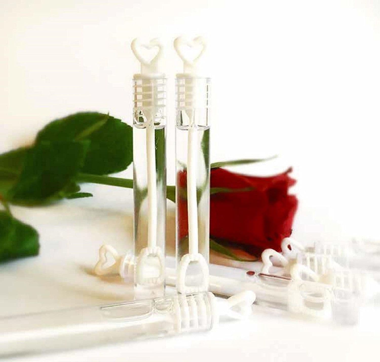48 BOTTIGLIE BOLLE DI SAPONE WEDDING MATRIMONIO SPOSI CON MANICO A CUORE - 5