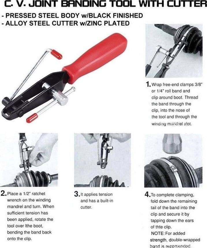 PINZA PER MONTAGGIO FASCETTE PER CUFFIE GIUNTI OMOCINETICI AUTO ATTREZZO OFFICIN - 2