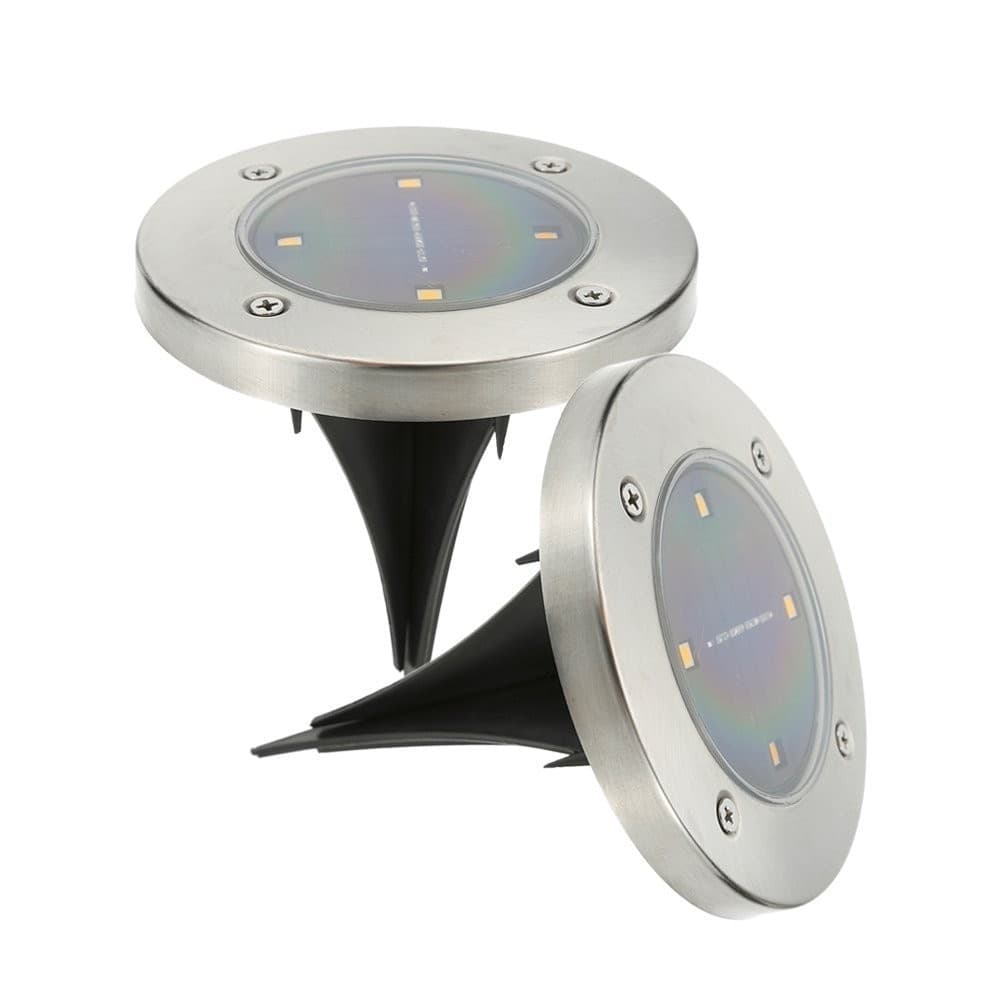 2 X LAMPADA LUCE LED SOLARE DISK LIGHTS ESTERNO GIARDINO WATERPROOF SEGNA PASSO - 7
