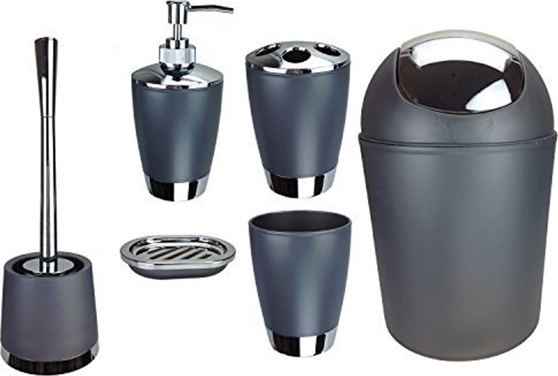SET ACCESSORI BAGNO PORTA SAPONETTA DISPENSER SAPONE LIQUIDO PORTA SPAZZOLINI - 8