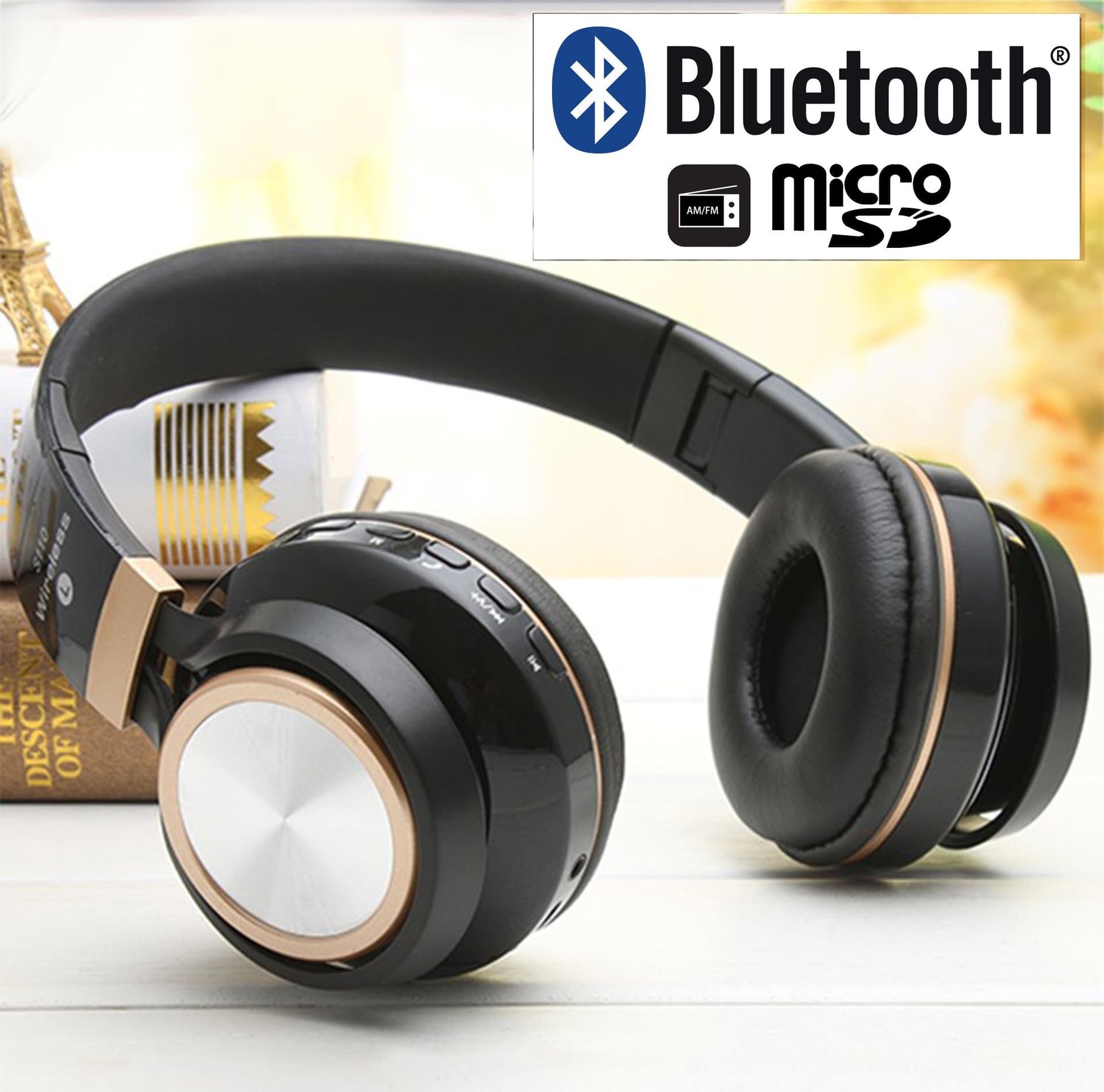 CUFFIE WIRELESS BLUETOOTH FM STEREO AURICOLARE TF CARD VIVAVOCE MICROFONO S110 - 5