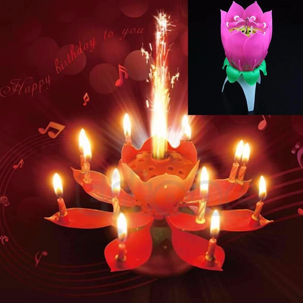 5 PZ CANDELE A FONTANA PIRICHE LUMINOSE MAGIC FLAMBE' ADDOBBO TORTA FESTA PARTY - 4