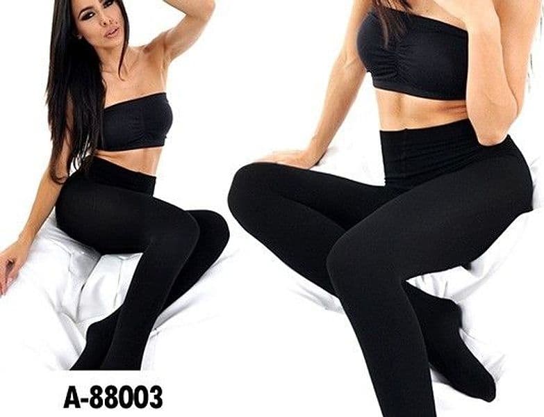 3x LEGGINGS / COLLANT A-88003 DONNA FELPATI TERMICI ELEGANTI 3PZ. COLORE NERO - 4