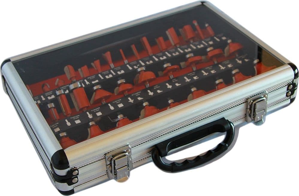 FRESE LEGNO PER PANTOGRAFO 6mm SET KIT 35 PEZZI IN VALIGETTA DI ALLUMINIO - 3