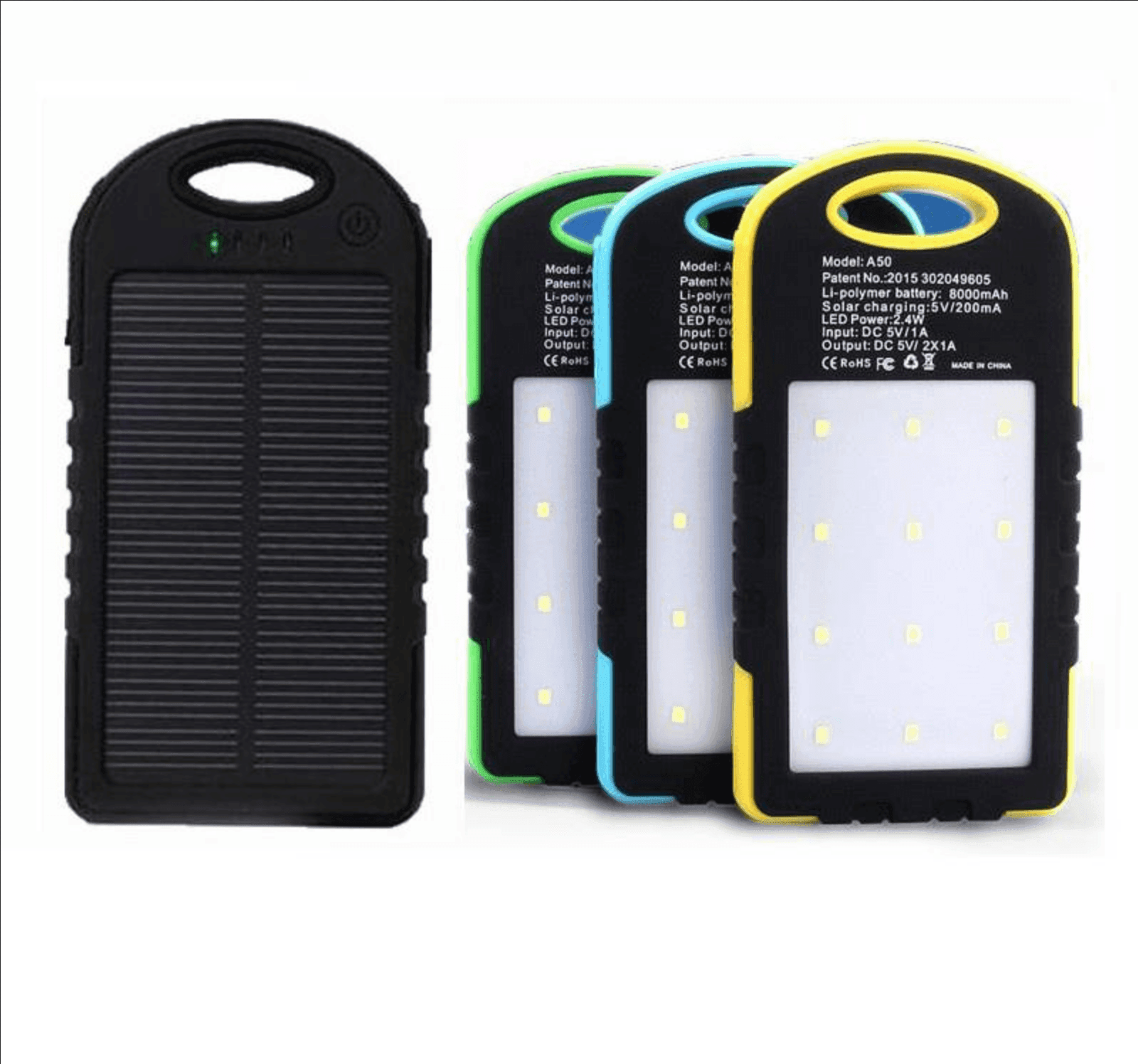 BATTERIA ESTERNA POWERBANK 8800 mAh SOLARE LUCE LED CARICATORE SMARTPHONE - 2