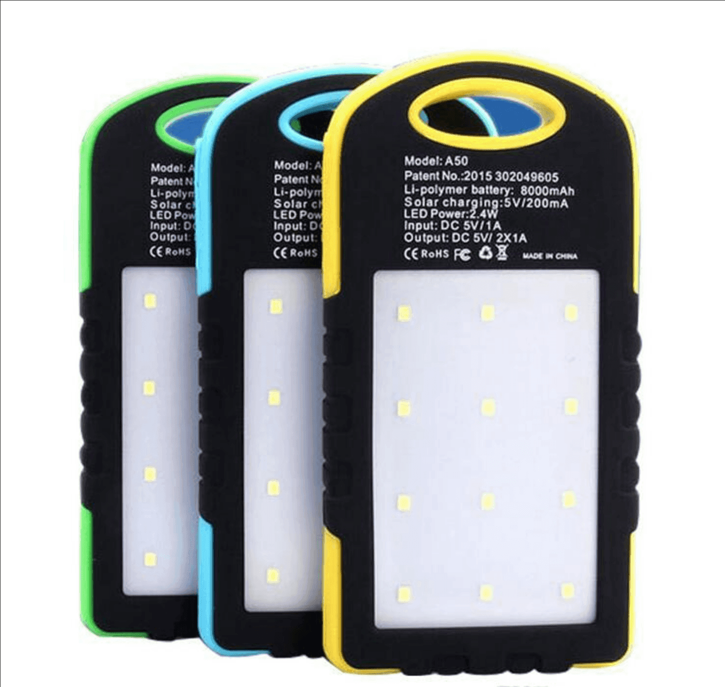 BATTERIA ESTERNA POWERBANK 8800 mAh SOLARE LUCE LED CARICATORE SMARTPHONE - 4