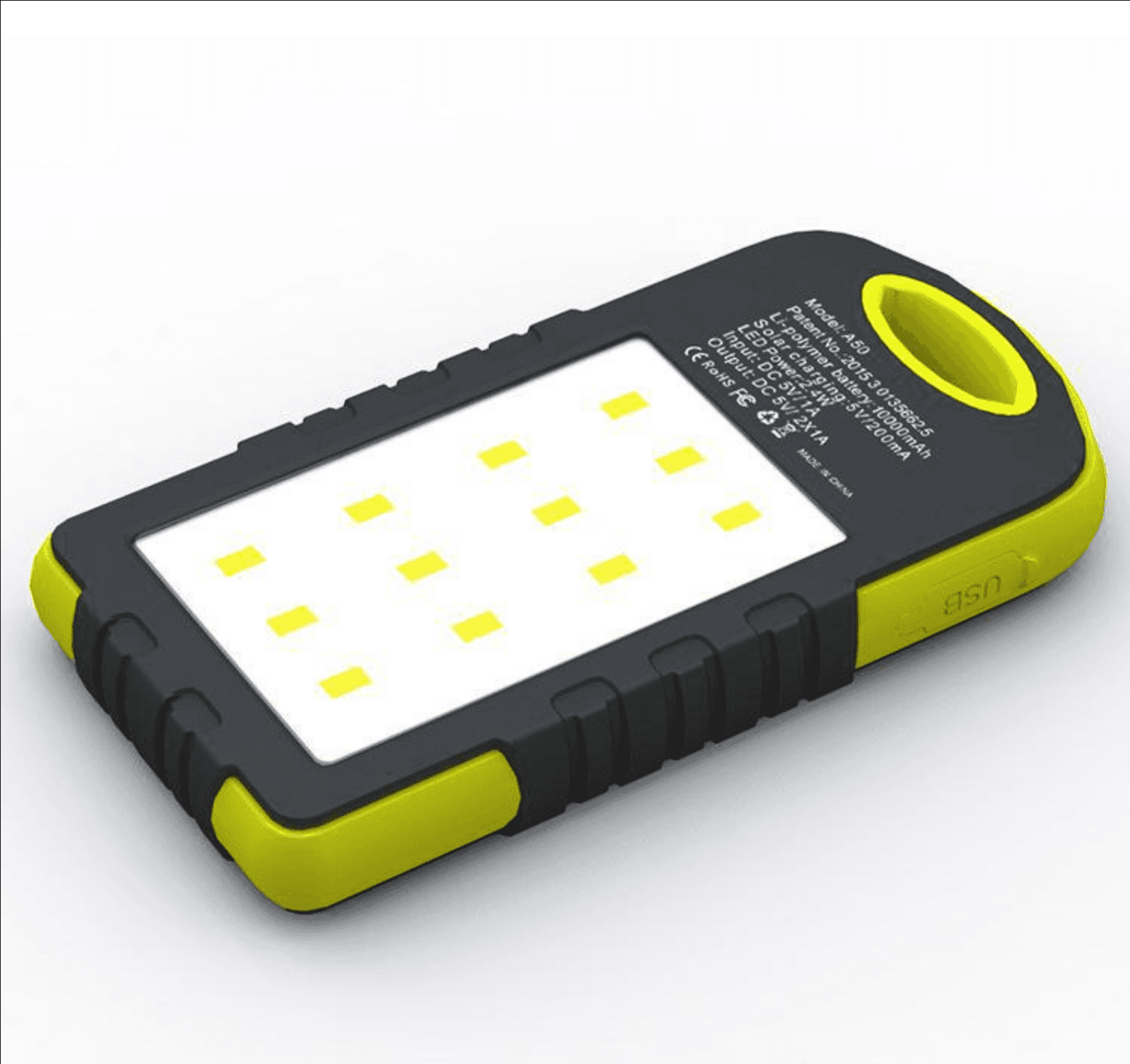 BATTERIA ESTERNA POWERBANK 8800 mAh SOLARE LUCE LED CARICATORE SMARTPHONE - 7