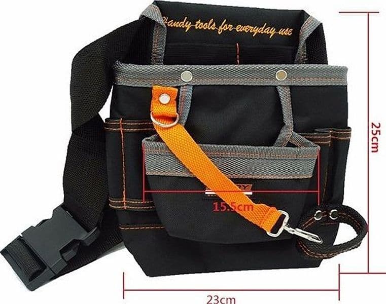 BORSA MARSUPIO CINTURA PORTA ATTREZZI DA LAVORO UTENSILI ELETTRICISTA MURATORE - 4