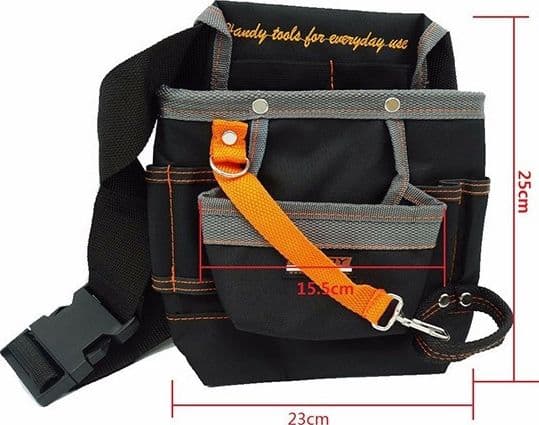 BORSA MARSUPIO CINTURA PORTA ATTREZZI DA LAVORO UTENSILI ELETTRICISTA MURATORE - 4