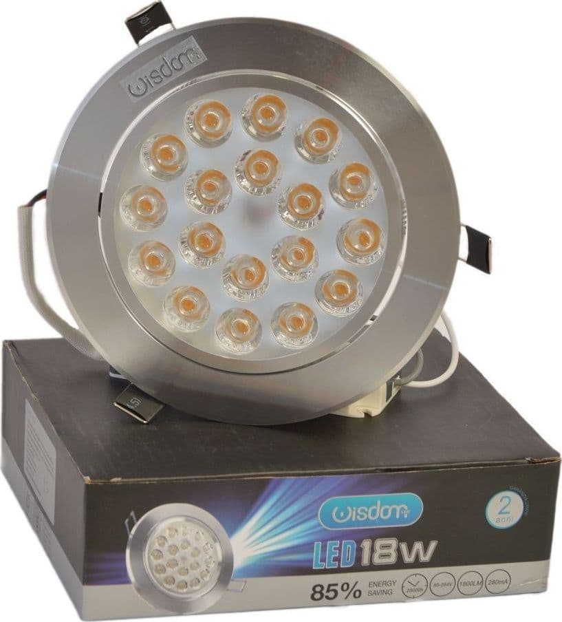 FARETTO A LED ORIENTABILE CON MOLLE PER INCASSO DA 18W LUCE BIANCO CALDO FREDDO - 2