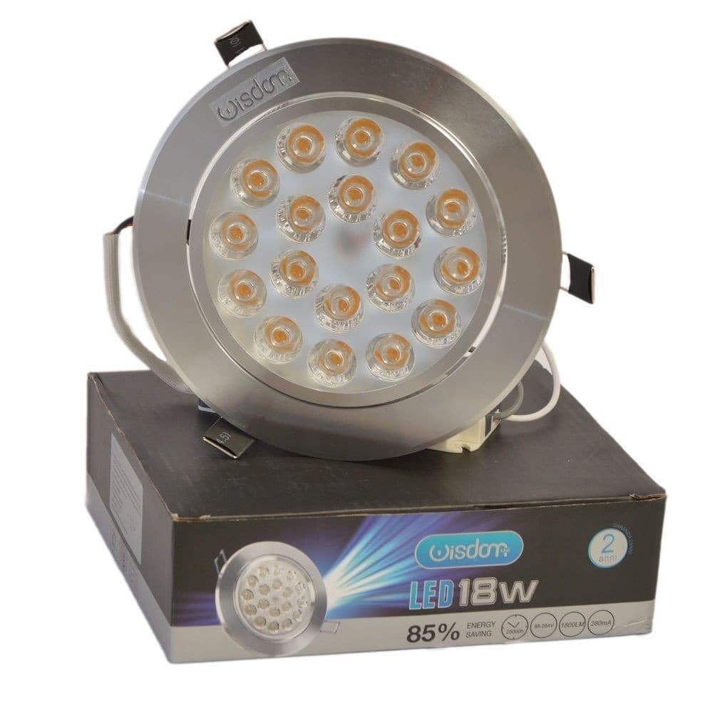 FARETTO A LED ORIENTABILE CON MOLLE PER INCASSO DA 18W LUCE BIANCO CALDO FREDDO - 2