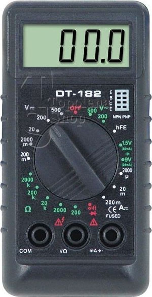 TESTER MULTIMETRO AMPEROMETRO DIGITALE PUNTALI VOLT AMPERE DT-182 CON PUNTALI - 2