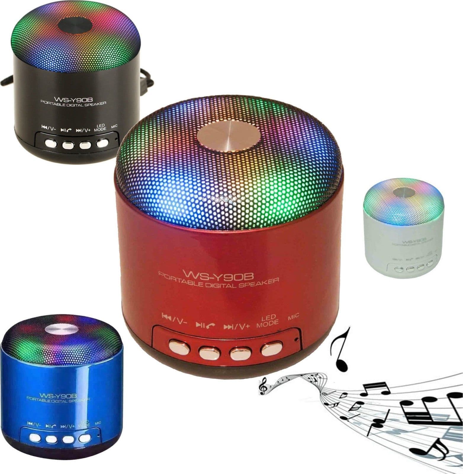 CASSA PORTATILE BLUETOOTH MP3 VIVAVOCE LED MICROSD ALTOPARLANTE RADIO FM WS-Y90B