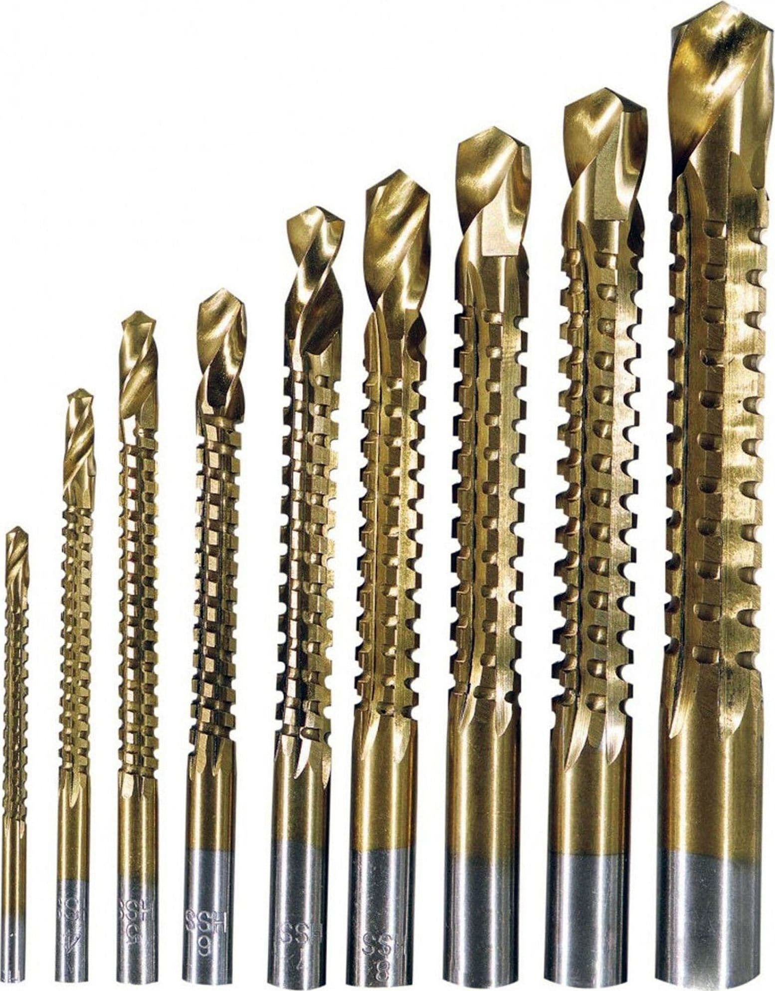 PUNTE ACCIAIO SET DA 9 TRAPANO PER FORARE TITANIO LEGNO FERRO FRESARE FILETTARE - 2