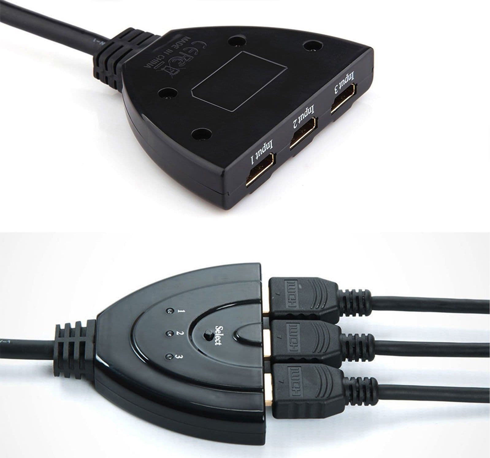 CAVO SWITCH HDMI 1080p 3 PORTE FULL HD TV PRESA MULTIPLA SDOPPIATORE ADATTATORE - 5
