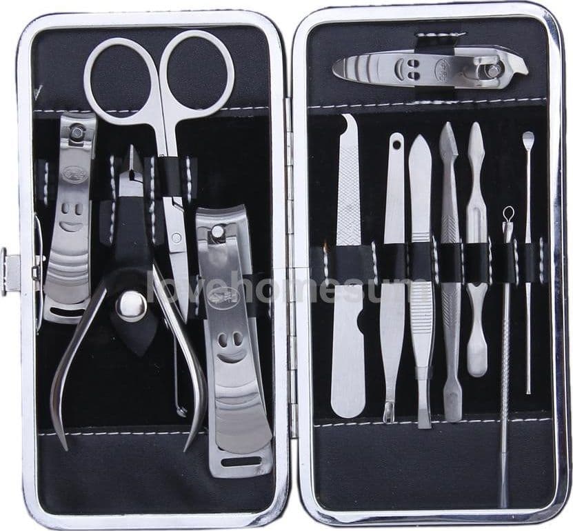 Kit Professionale Manicure Pedicure unghie Set 12 Pezzi Idea Regalo Estetista