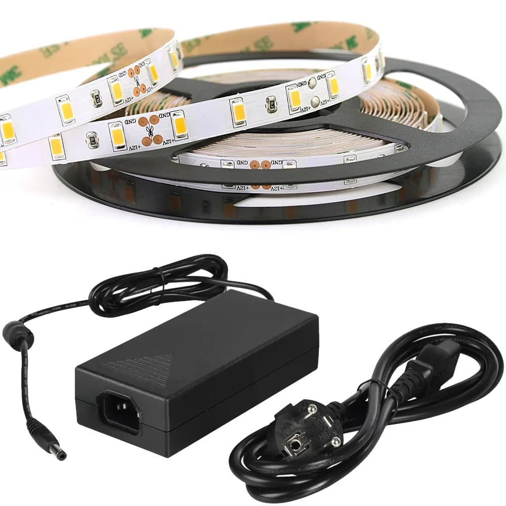 5 M MT. STRISCIA STRIP 300 LED SMD 5630 SENZA SILICONE IP20 + ALIMENTATORE 5A - 2