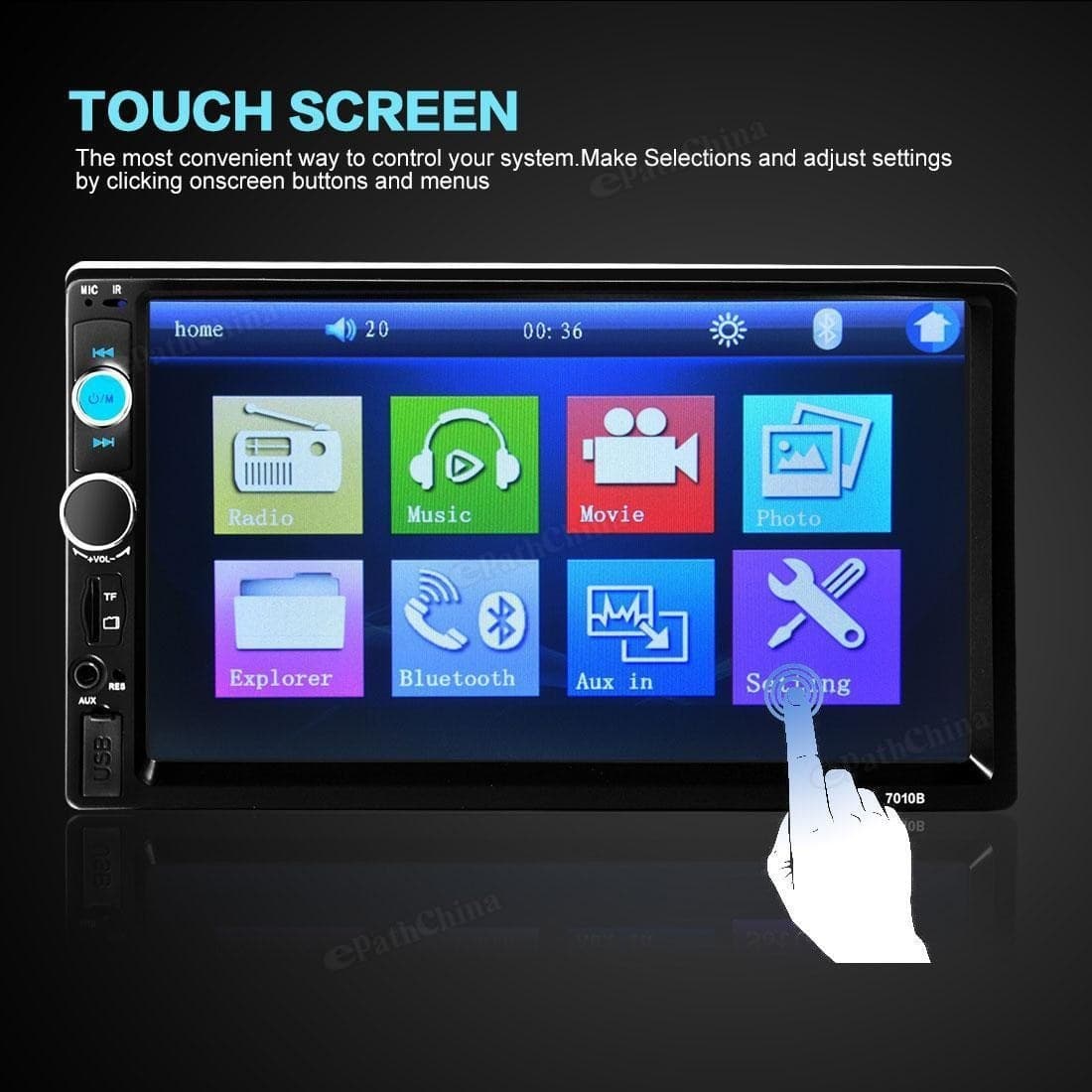 7010B 7" HD 1080P LCD double-din Bluetooth Auto video MP5 STEREO LETTORE MP3 - 2