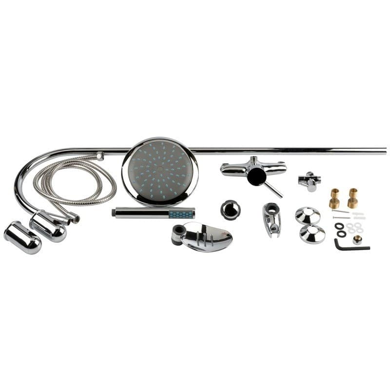 SALISCENDI COMPLETO ASTA DOCCIA DOCCETTA ANTICALCARE ACCIAIO INOX 22X3,2CM CROMO - 3