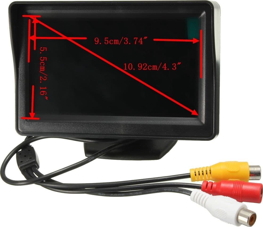 KIT TELECAMERA RETROMARCIA MONITOR 4,3" TFT LCD STAFFATA CABLATA AUTO CAMPER - 4