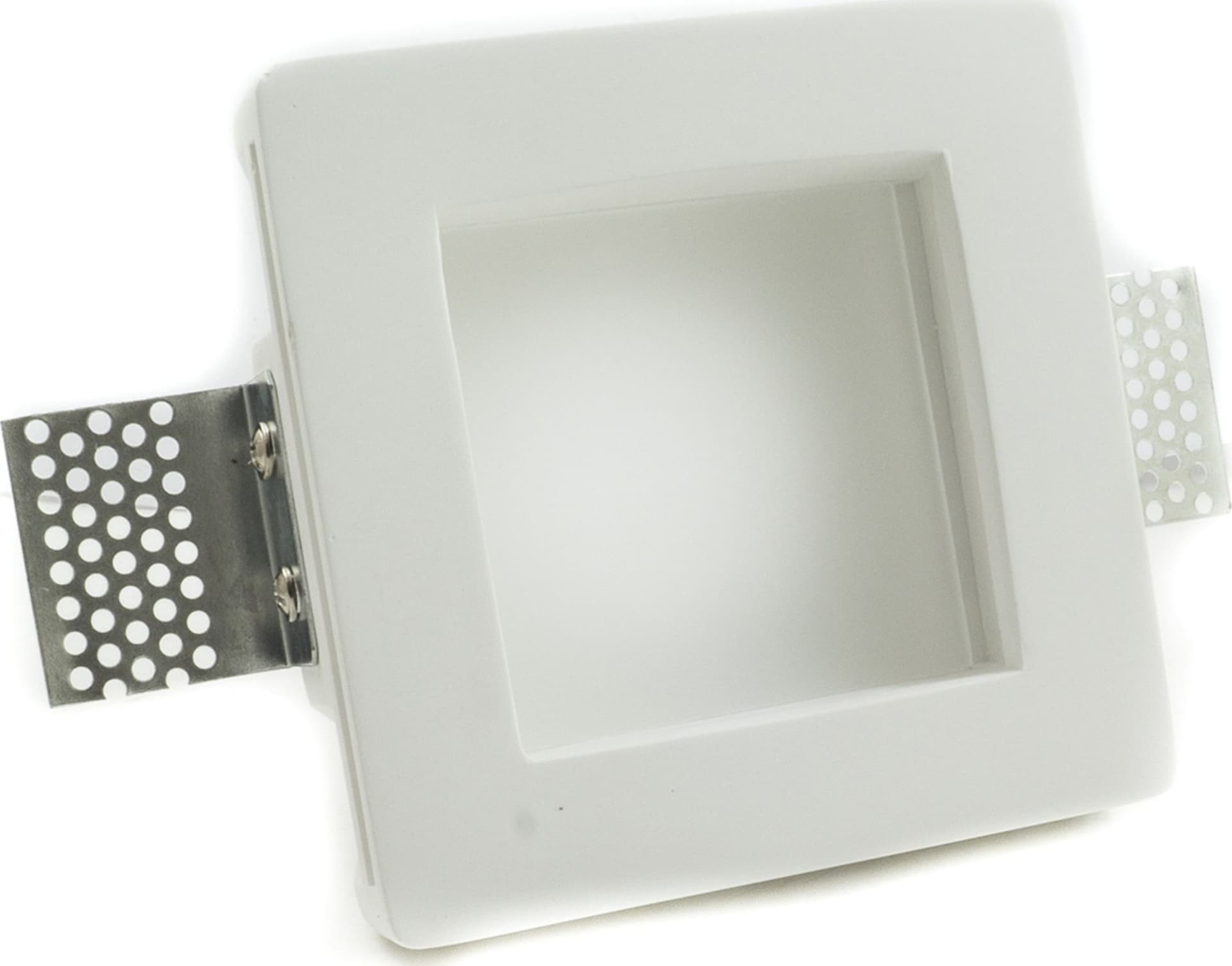 PORTA FARETTO FISSO IN GESSO AD INCASSO PER LAMPADINE GU10 LED QUADRATO 12X12 CM - 2
