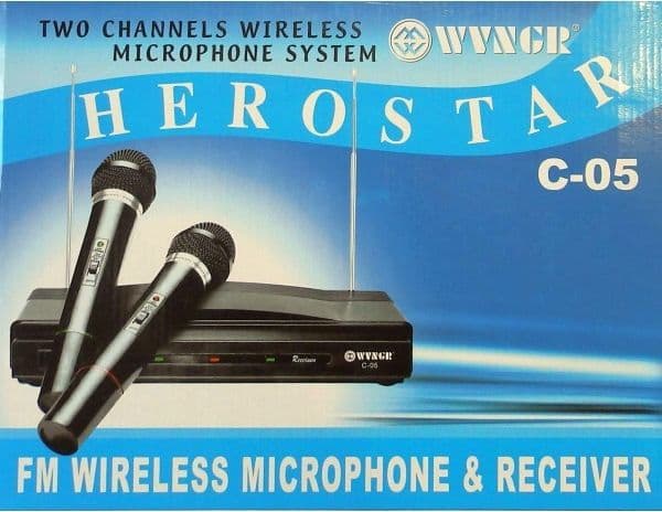 KIT COPPIA MICROFONI PROFESSIONALI WIRELESS CON CENTRALINA FM BICANALE C-05 - 2