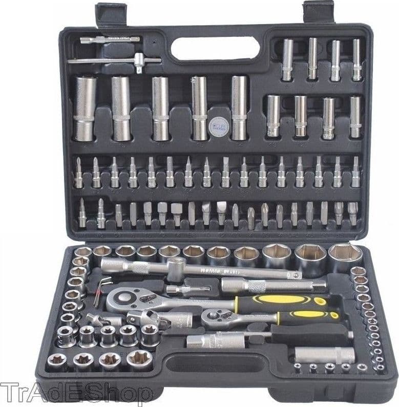 SET DI CHIAVI CASSETTA ATTREZZI CRICCHETTO BUSSOLE BOCCOLE INSERTI KIT DA 109PZ - 2