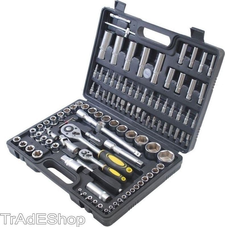 SET DI CHIAVI CASSETTA ATTREZZI CRICCHETTO BUSSOLE BOCCOLE INSERTI KIT DA 109PZ - 4