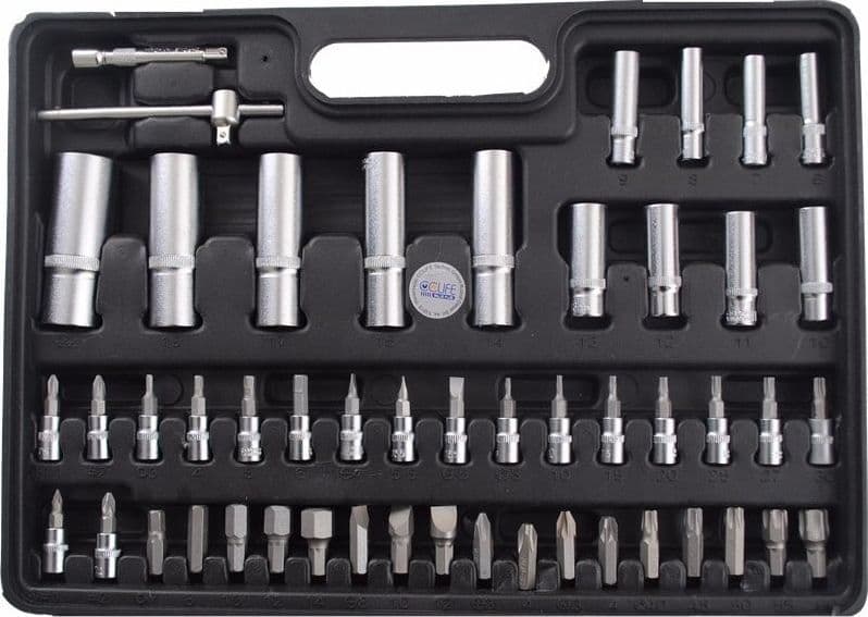 SET DI CHIAVI CASSETTA ATTREZZI CRICCHETTO BUSSOLE BOCCOLE INSERTI KIT DA 109PZ - 5