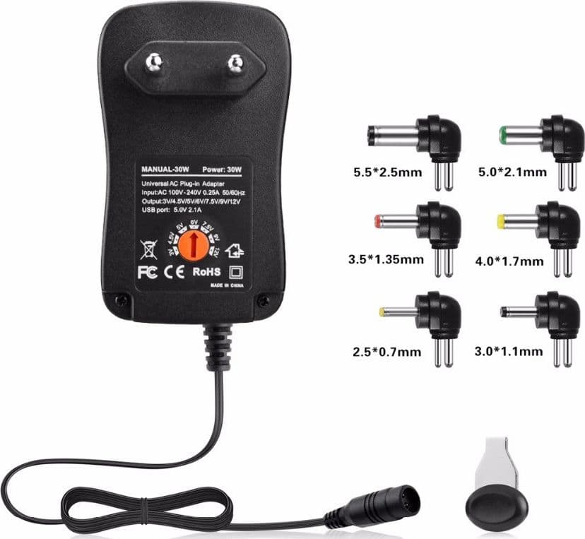 TRASFORMATORE ALIMENTATORE UNIVERSALE 500mA 5 A 12V 8 ADATTATORI POTENZA 45W USB - 2
