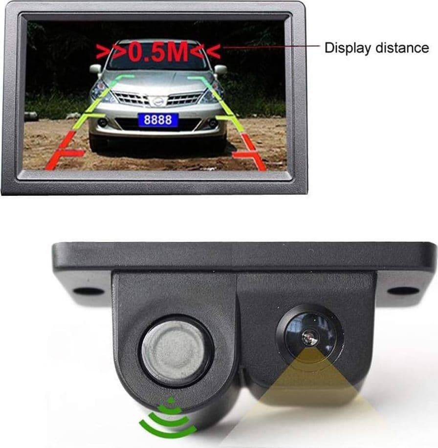 RETROCAMERA AC 201 HD TELECAMERA POSTERIORE SENSORE PARCHEGGIO 2IN1 ANGOLO 120° - 6