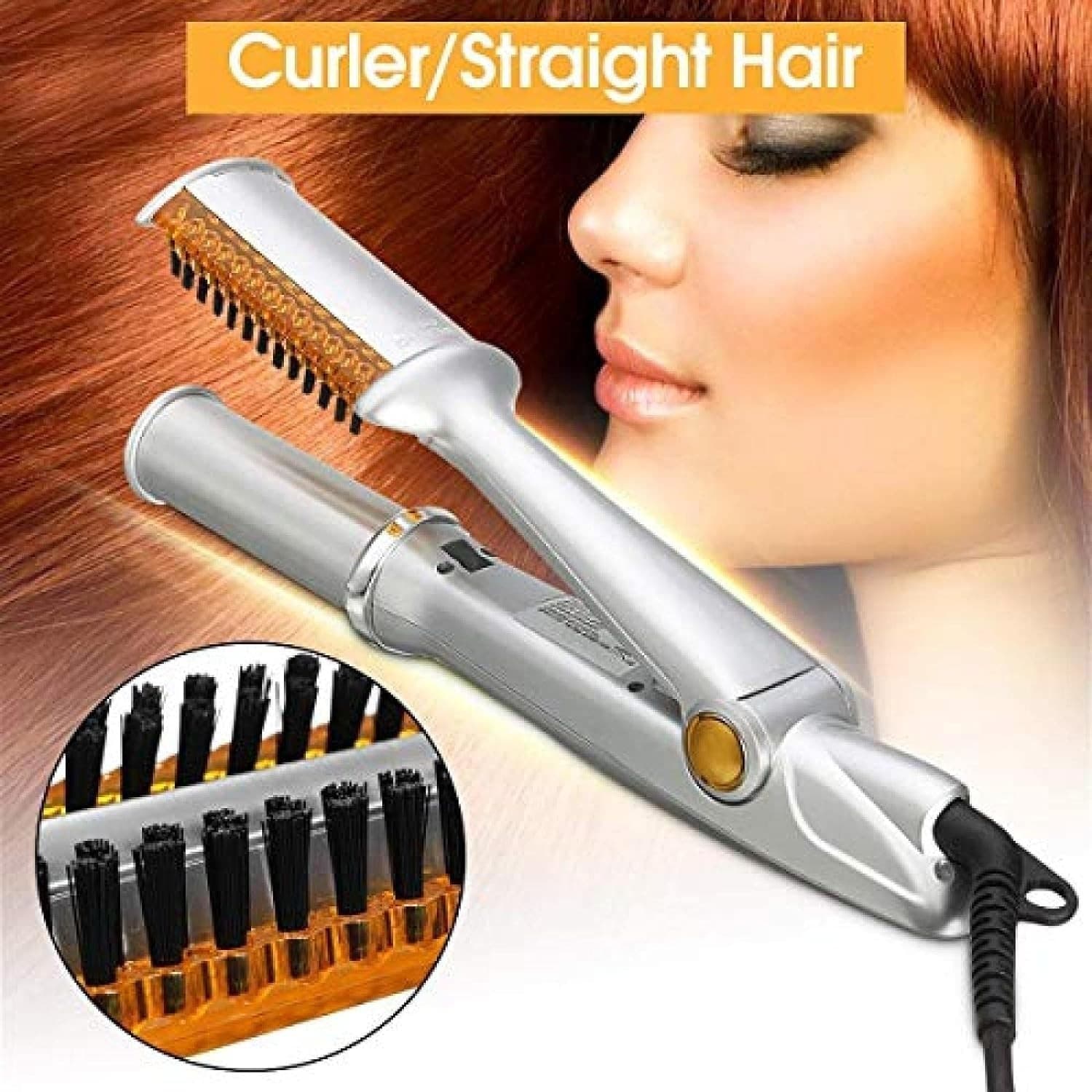 SPAZZOLA PIASTRA ROTANTE PER CAPELLI LISCI RICCI ARRICCIA STIRA IN CERAMICA - 14