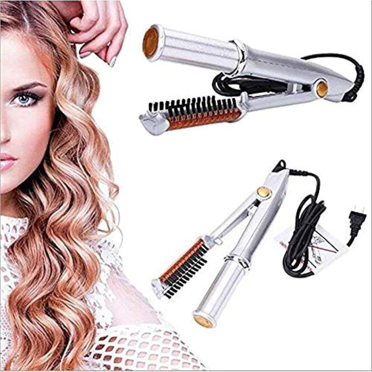 SPAZZOLA PIASTRA ROTANTE PER CAPELLI LISCI RICCI ARRICCIA STIRA IN CERAMICA - 15