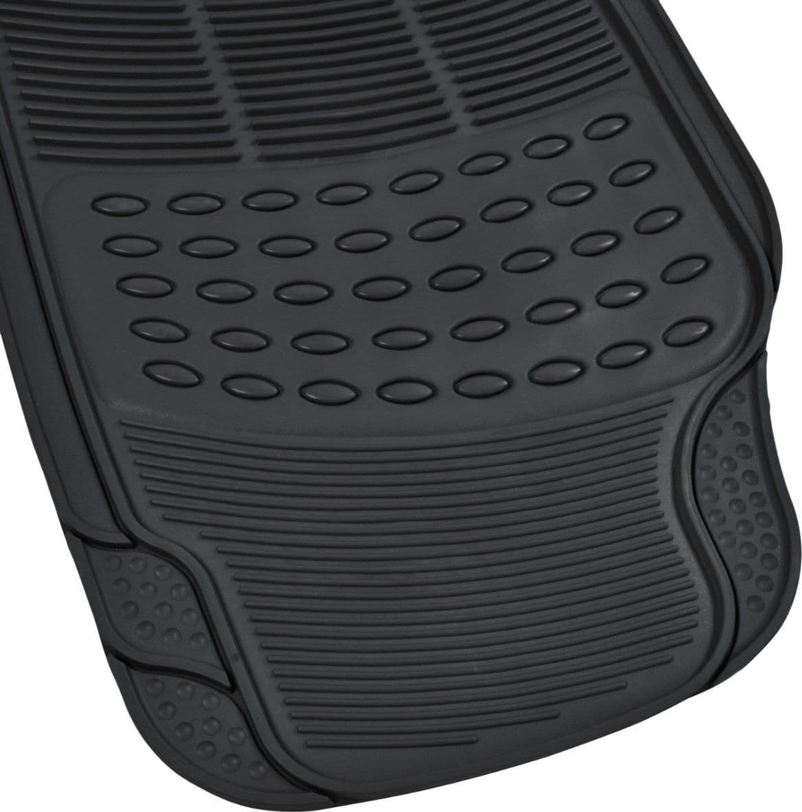 SET 4 PEZZI TAPPETI PER AUTO TAPPETINI UNIVERSALI IN GOMMA SINTETICA PVC NERO - 2