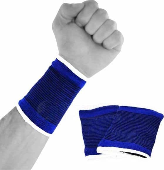 Coppia polsiera elastiche supporto per polso elastico anallergico protezione blu - 3