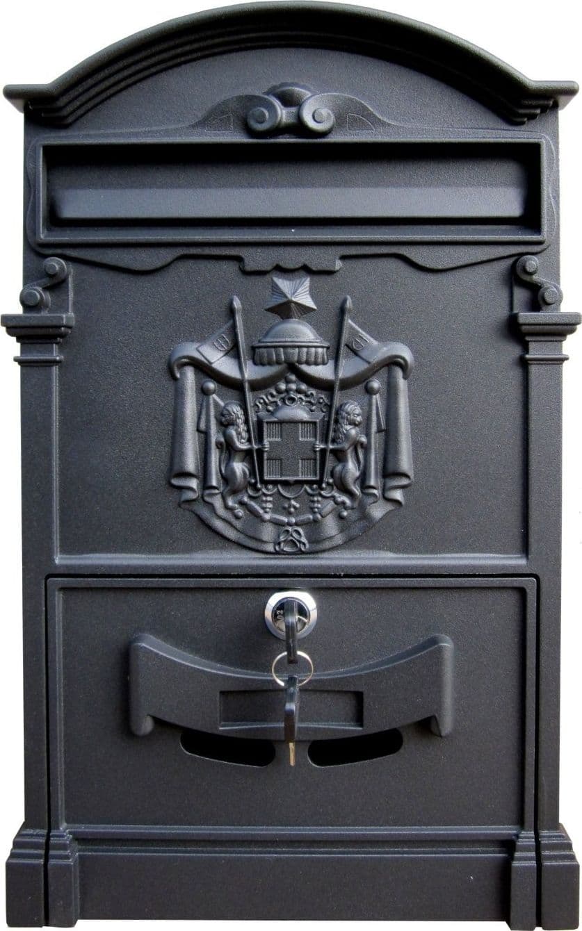 CASSETTA POSTALE BUCA LETTERE IN STILE ANTICO CLASSICO IN ALLUMINIO VERNICIATO – Antracite – TrAdE Shop Traesio – armadio