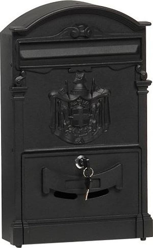 CASSETTA POSTALE BUCA LETTERE IN STILE ANTICO CLASSICO IN ALLUMINIO VERNICIATO – Nero – TrAdE Shop Traesio – armadio