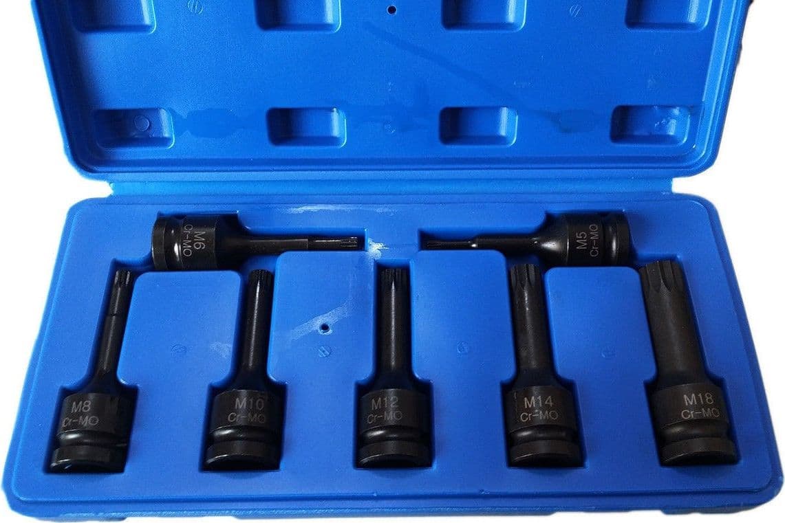 KIT 7 PZ CHIAVI BUSSOLA AD IMPATTO 1/2" TORX M5 - M18 PER AVVITATORE PNEUMATICO - 2
