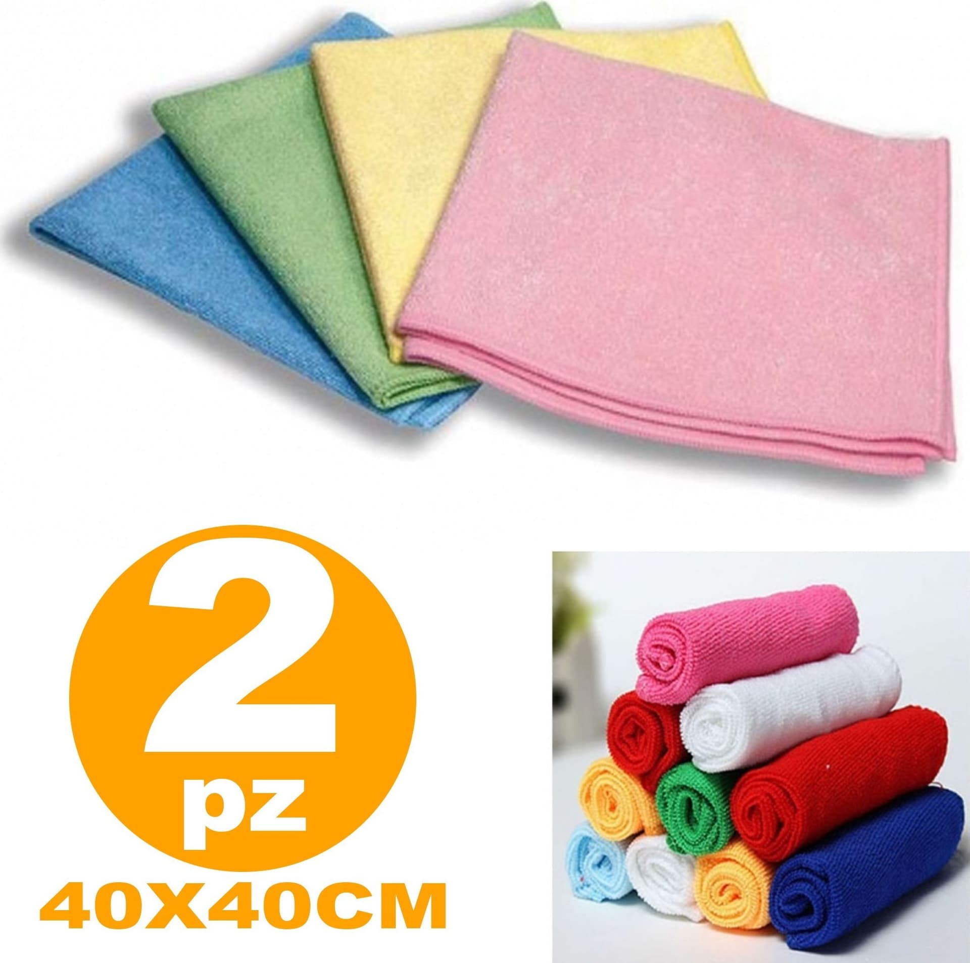 2 PANNI PANNO IN MICROFIBRA SUPER ASSORBENTE MULTIUSO NON GRAFFIA LUCIDA PULIZIA - 2