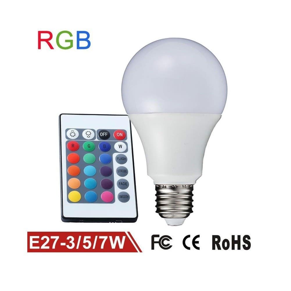 LAMPADINA LAMPADA FARETTO LED RGB CON TELECOMANDO LUCE MULTICOLOR E27 DA INTERNO - 7