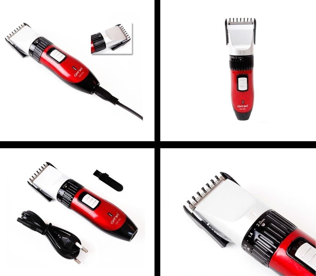 TAGLIA CAPELLI RICARICABILE RASOIO BARBA SENZA FILI LAMA ACCIAIO INOX GM-696 - 2