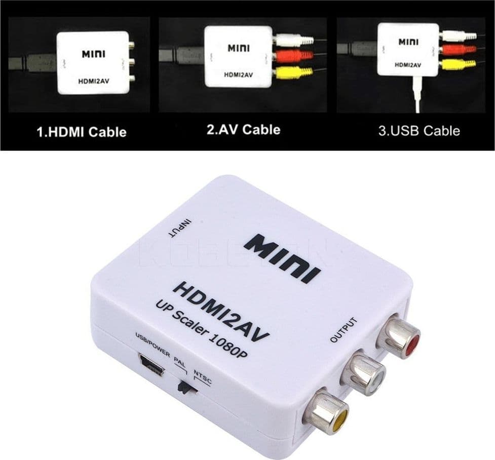 MINI CONVERTITORE ADATTATORE VIDEO AUDIO DA HDMI AV RCA HDMI2AV 1080P - 5