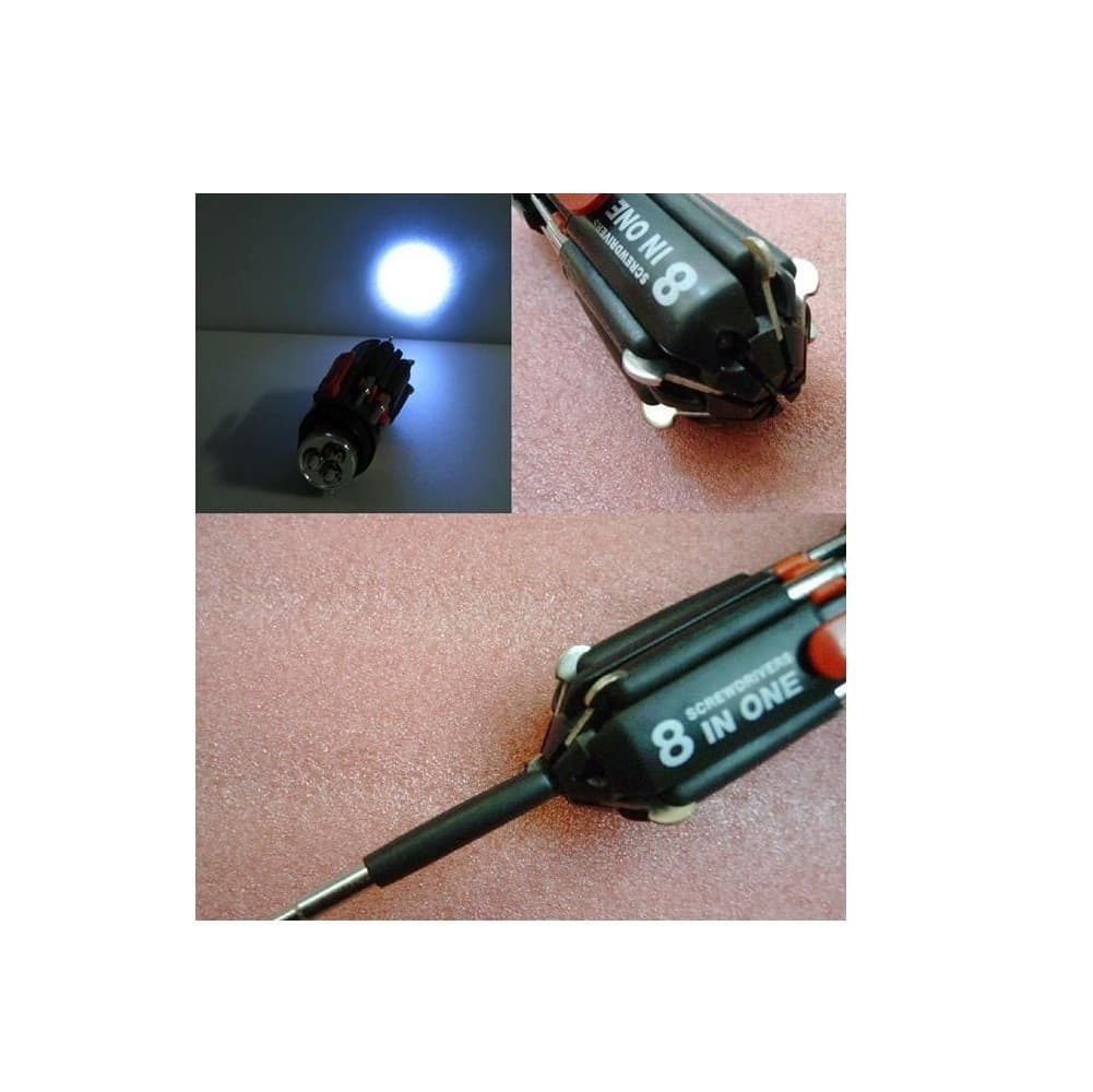 GIRAVITE CACCIAVITE 8IN1 A 6 LED MULTIFUNZIONE TORCIA MULTIUSO LUCI CACCIAVITI - 5