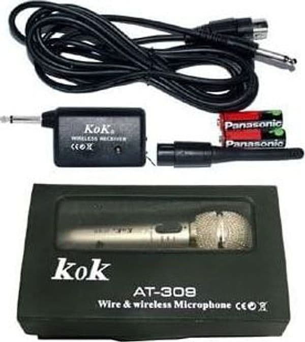 MICROFONO WIRELESS E CON CAVO FILO 2 IN 1 PER KARAOKE CANTARE 309 - 4